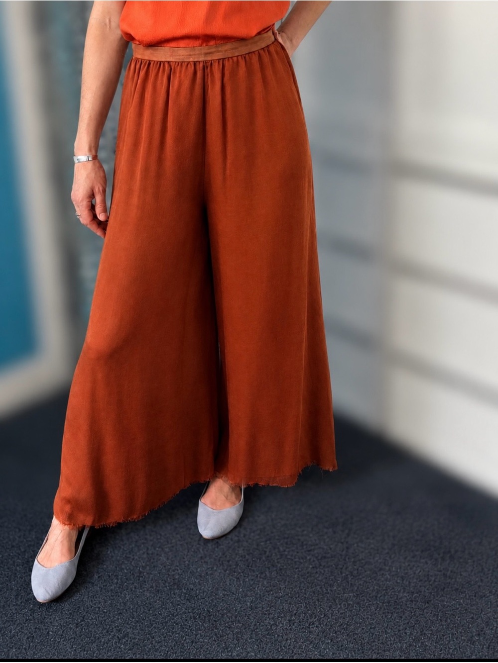 Vintage Chloé Paris Silk Wide Pants| Dégradé Earthy Tones • Art to Wear